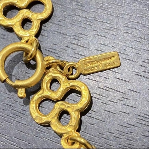 Ferragamo EUC gold tone long Gancini  necklace with pouch - Picture 5 of 5